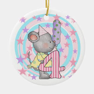 Mouse 4th birthday T-shirts and Gifts Ceramic Tree Decoration