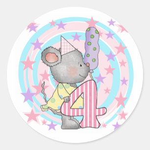 Mouse 4th birthday T-shirts and Gifts Classic Round Sticker