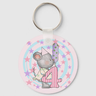 Mouse 4th birthday T-shirts and Gifts Key Ring
