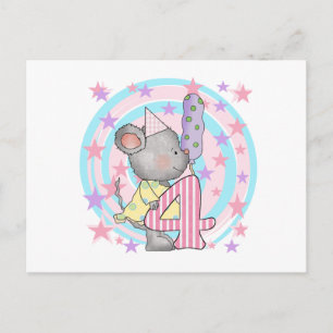 Mouse 4th birthday T-shirts and Gifts Postcard