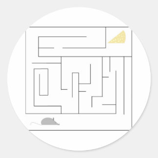 Mouse and Cheese Maze Classic Round Sticker