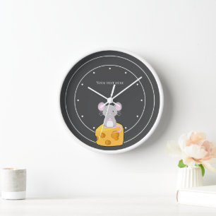 Mouse and Cheese Personalised Clock