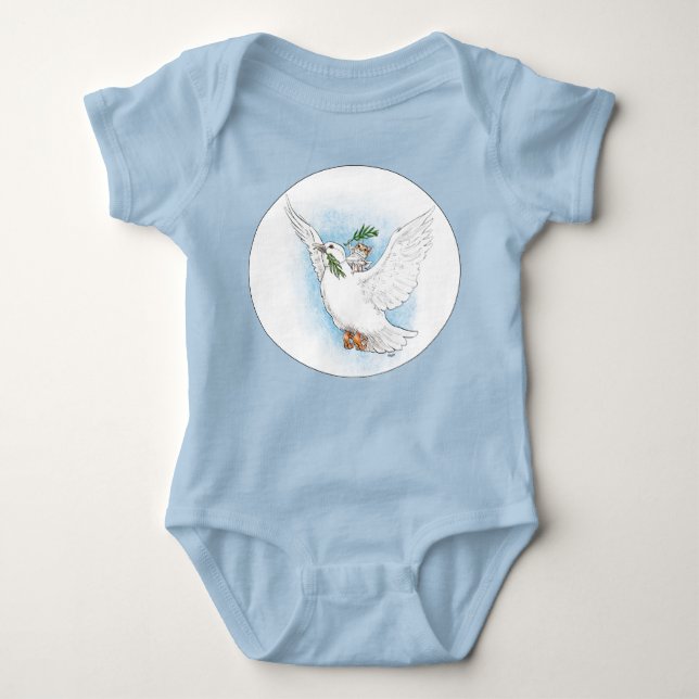 Mouse and Dove Peaceful Baby Romper Baby Bodysuit (Front)