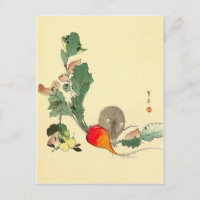 Mouse and Red Radish, Japanese Painting c.1800s