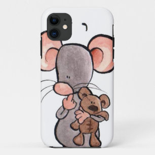 Mouse and teddy bear illustrated phone case
