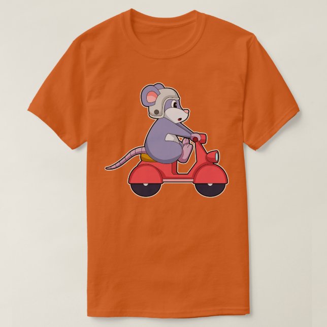 Mouse as Biker with Scooter T-Shirt (Design Front)