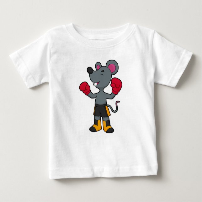 Mouse as Boxer with Boxing gloves Baby T-Shirt (Front)