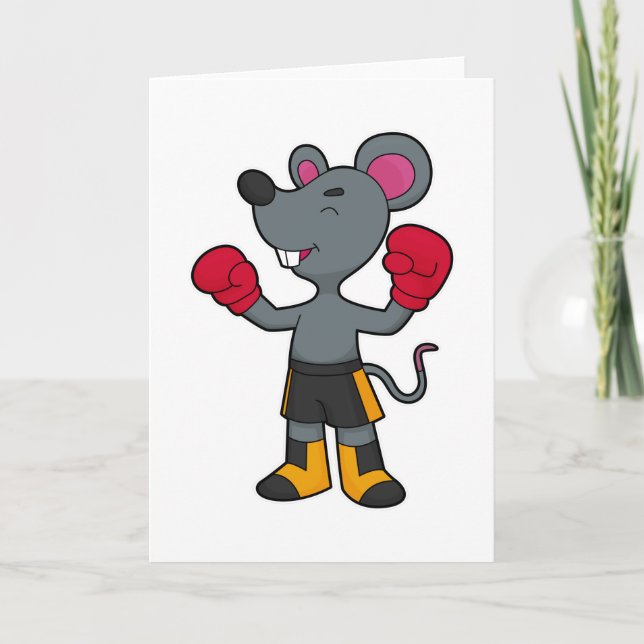 Mouse as Boxer with Boxing gloves Card (Front)