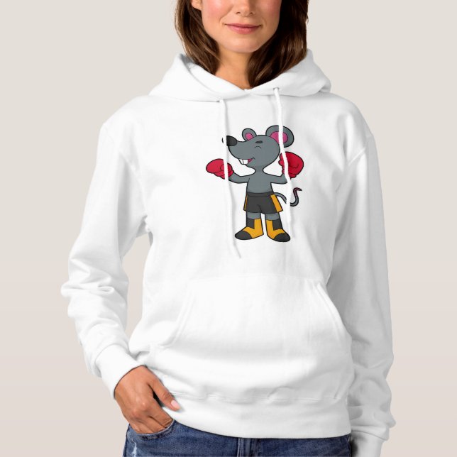 Mouse as Boxer with Boxing gloves Hoodie (Front)