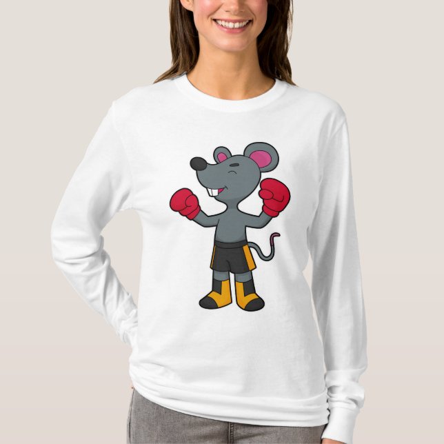 Mouse as Boxer with Boxing gloves T-Shirt (Front)