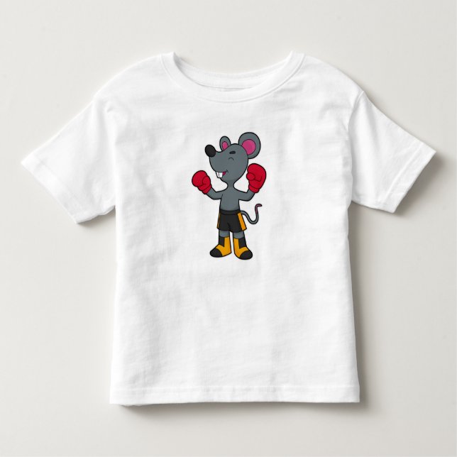 Mouse as Boxer with Boxing gloves Toddler T-Shirt (Front)