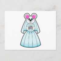 Mouse as Bride with Bunch of flowers