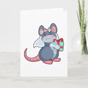 Mouse as Bride with Veil & Gift.PNG Card