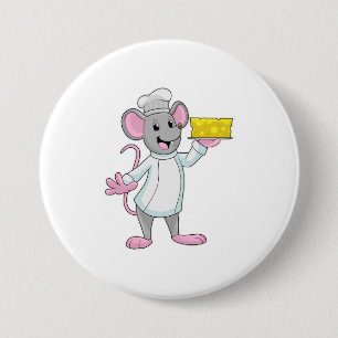 Mouse as Cook with Cheese 7.5 Cm Round Badge
