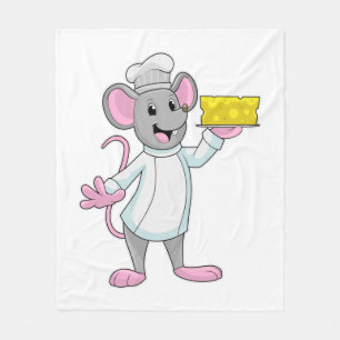 Mouse as Cook with Cheese Fleece Blanket