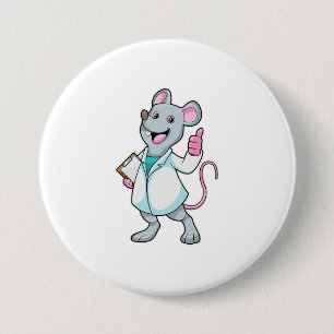 Mouse as Doctor with Doctor's coat 7.5 Cm Round Badge