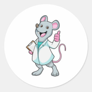 Mouse as Doctor with Doctor's coat Classic Round Sticker