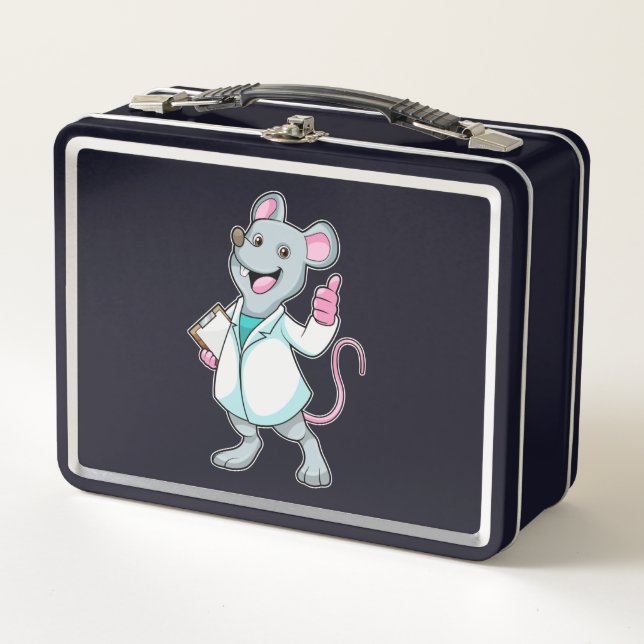 Mouse as Doctor with Doctor's coat Metal Lunch Box (Front)