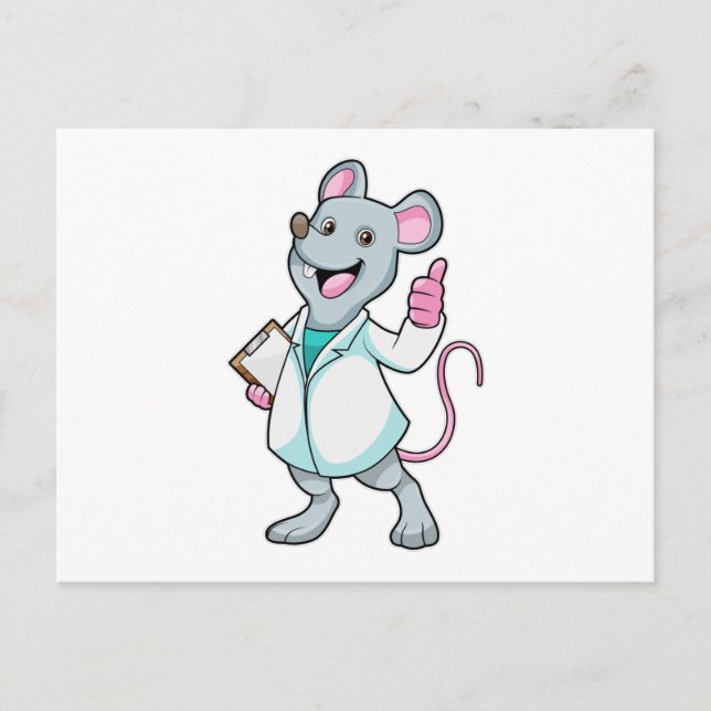 Mouse as Doctor with Doctor's coat Postcard (Front)