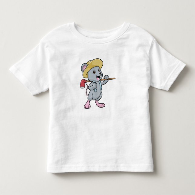 Mouse as Farmer with Ax & Hat Toddler T-Shirt (Front)