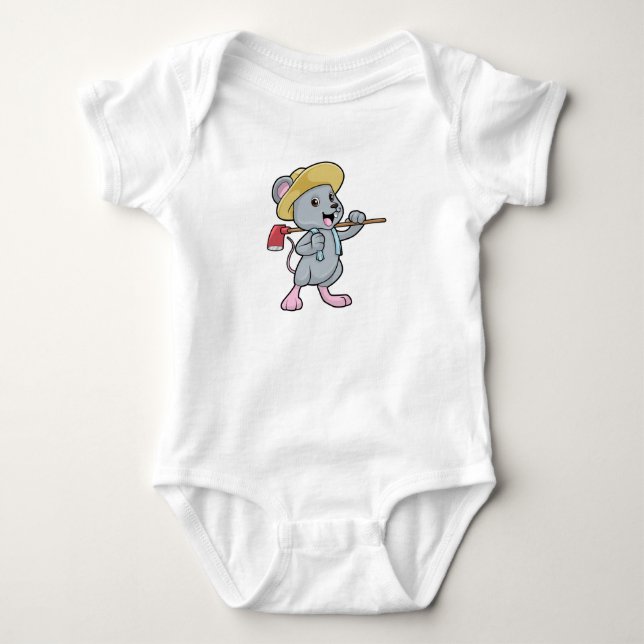 Mouse as Farmer with Axe & Hat Baby Bodysuit (Front)
