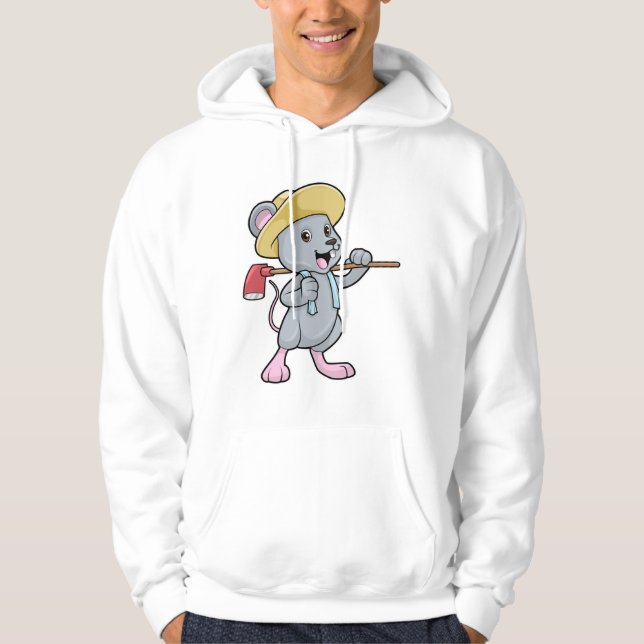 Mouse as Farmer with Axe & Hat Hoodie (Front)