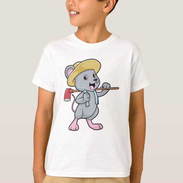 Mouse as Farmer with Axe & Hat T-Shirt (Front)