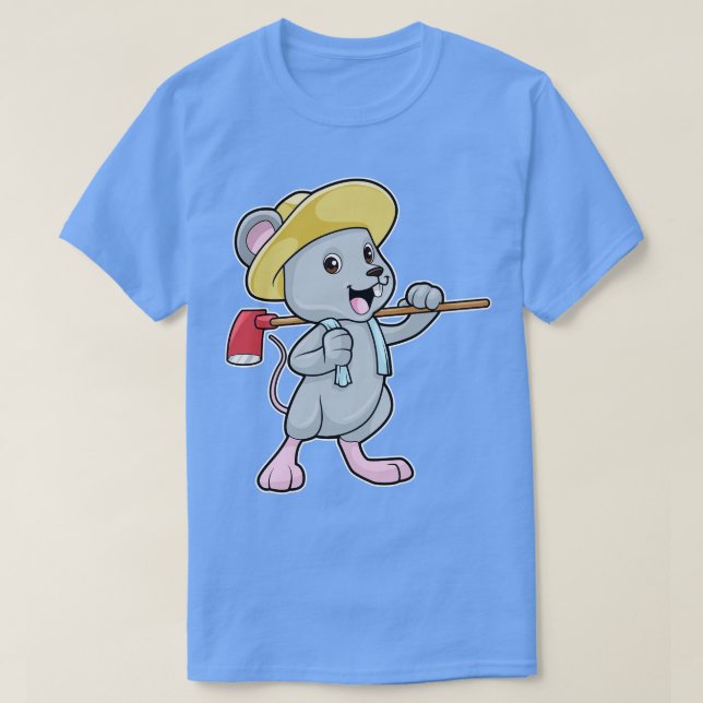 Mouse as Farmer with Axe Hat T-Shirt (Design Front)