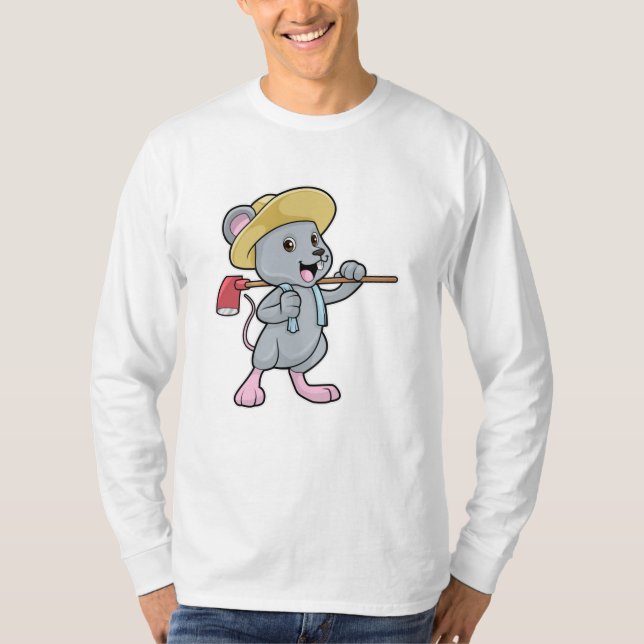 Mouse as Farmer with Axe & Hat T-Shirt (Front)
