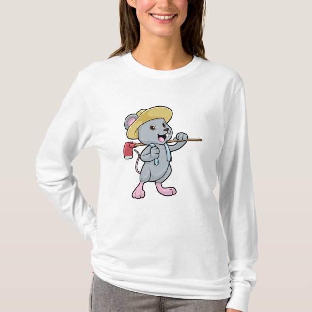 Mouse as Farmer with Axe & Hat T-Shirt (Front)