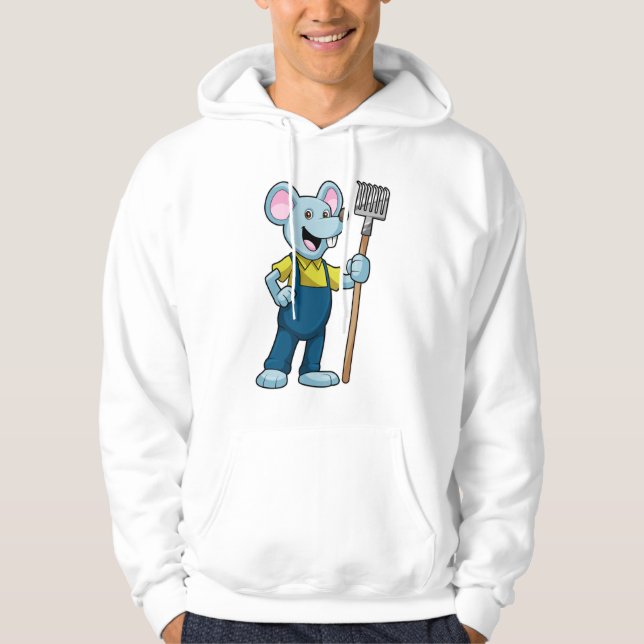 Mouse as Farmer with Rake Hoodie (Front)