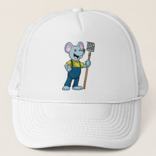 Mouse as Farmer with Rake Trucker Hat