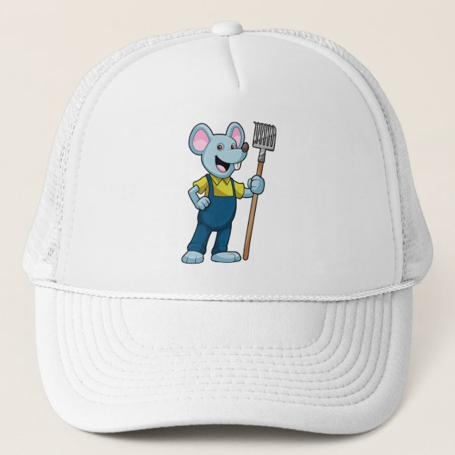 Mouse as Farmer with Rake Trucker Hat (Front)