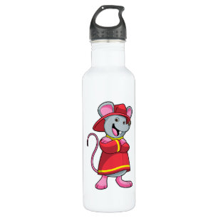Mouse as Firefighter with Helmet 710 Ml Water Bottle