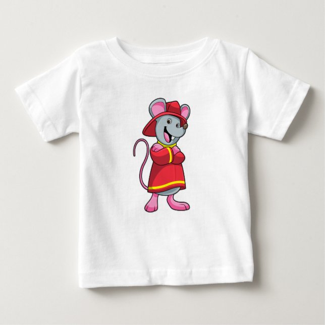 Mouse as Firefighter with Helmet Baby T-Shirt (Front)