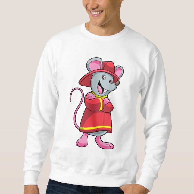 Mouse as Firefighter with Helmet Sweatshirt (Front)