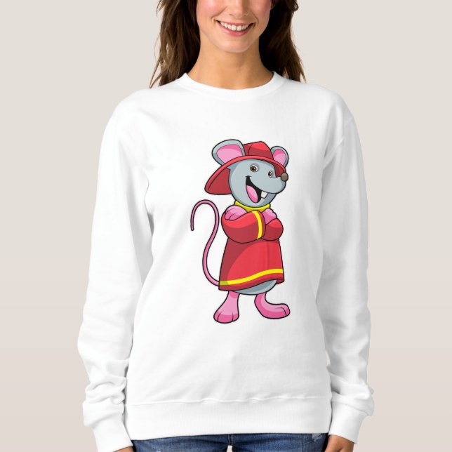 Mouse as Firefighter with Helmet Sweatshirt (Front)