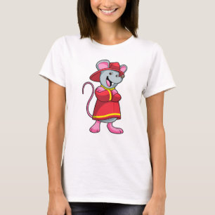 Mouse as Firefighter with Helmet T-Shirt