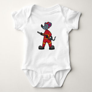 Mouse as Firefighter with Hose Baby Bodysuit