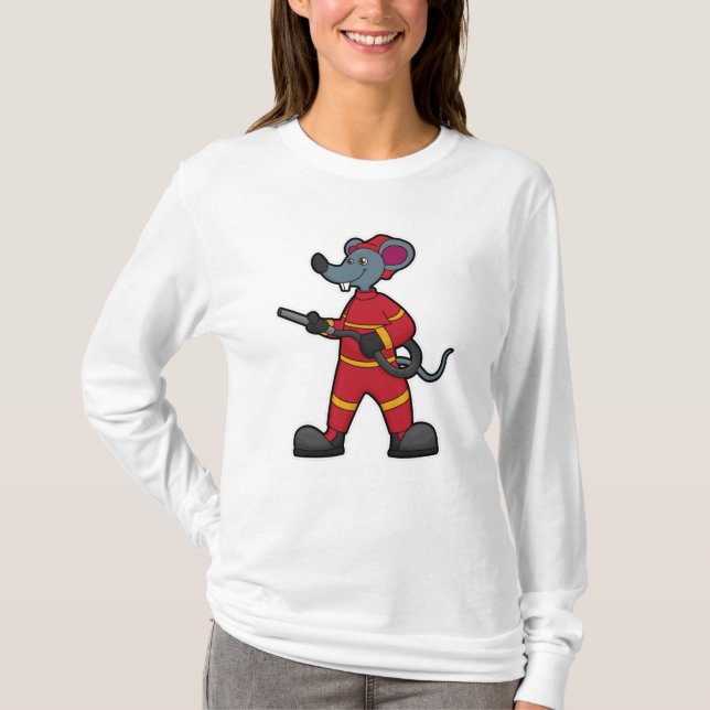 Mouse as Firefighter with Hose T-Shirt (Front)