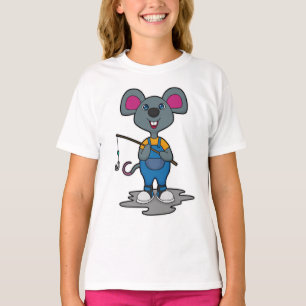 Mouse as Fisher with Fishing rod T-Shirt