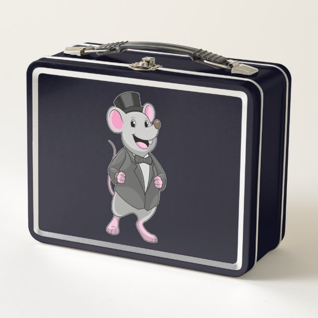 Mouse as Groom with Ribbon Metal Lunch Box (Front)