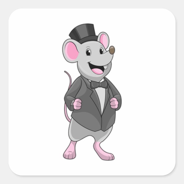 Mouse as Groom with Ribbon Square Sticker (Front)