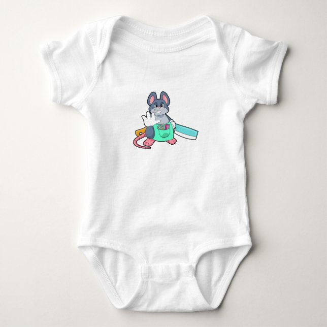 Mouse as Hairdresser with Scissors & Comb Baby Bodysuit (Front)