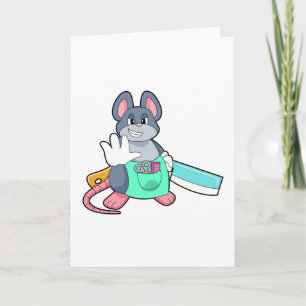 Mouse as Hairdresser with Scissors & Comb Card