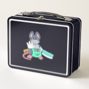 Mouse as Hairdresser with Scissors & Comb Metal Lunch Box
