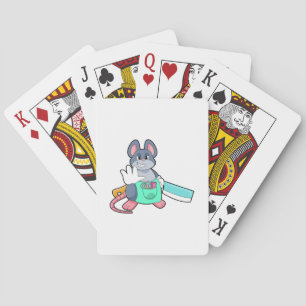 Mouse as Hairdresser with Scissors & Comb Playing Cards