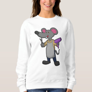 Mouse as Hairdresser with Scissors & Hair dryer Sweatshirt