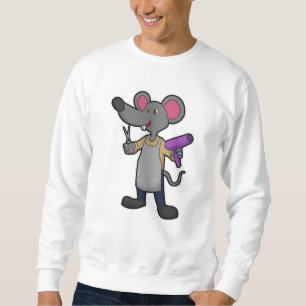 Mouse as Hairdresser with Scissors & Hair dryer Sweatshirt
