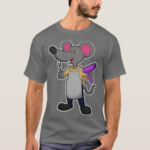 Mouse as Hairdresser with Scissors Hair dryer T-Shirt